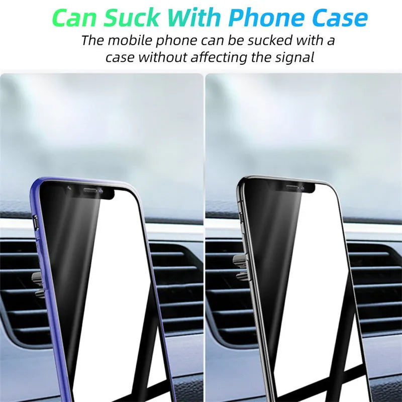 Black magnetic car air vent phone holder with adjustable bracket and fragrance diffuser