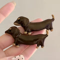 Dachshund dog design hair barrettes with electroplated mixed material construction