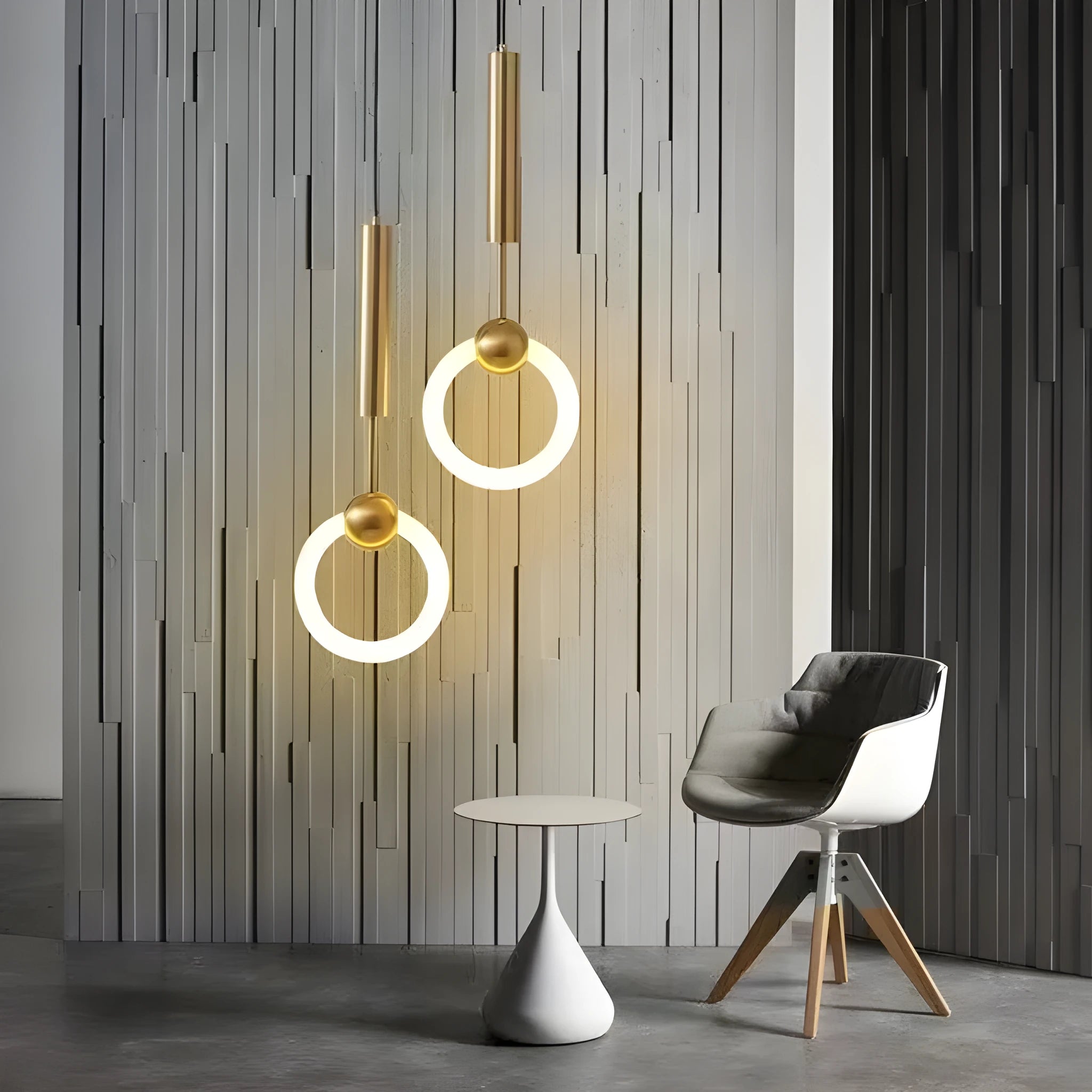 Nordic minimalist U-shaped glass bedside chandelier with tri-colour dimming functionality