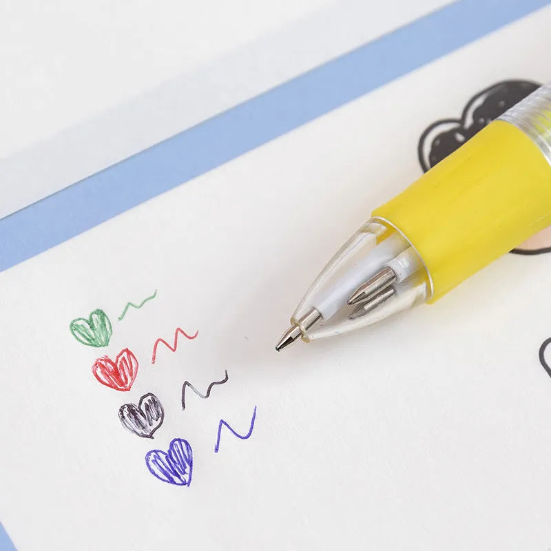 Cartoon-themed four-colour press ballpoint pen with 0.7mm bullet tip