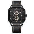 Men's slim 8mm quartz watch with belt-style strap in gold or silver shell options