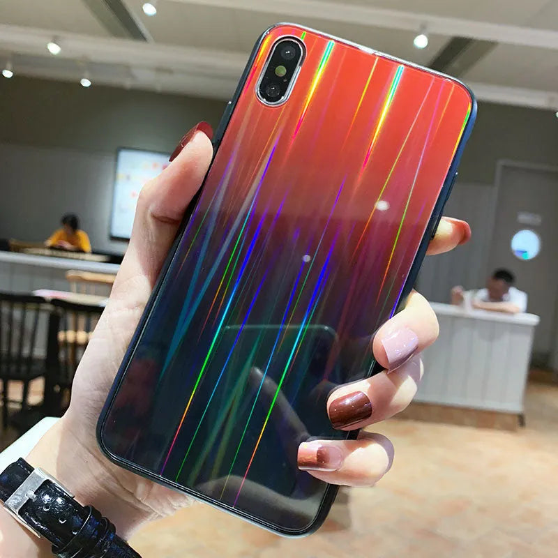 Gradient glass phone case with starry sky design back cover for Huawei models