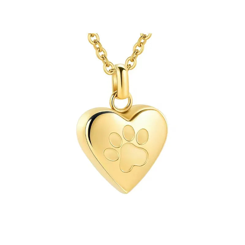 Simple openable heart casket necklace in titanium steel, shown on a chain.