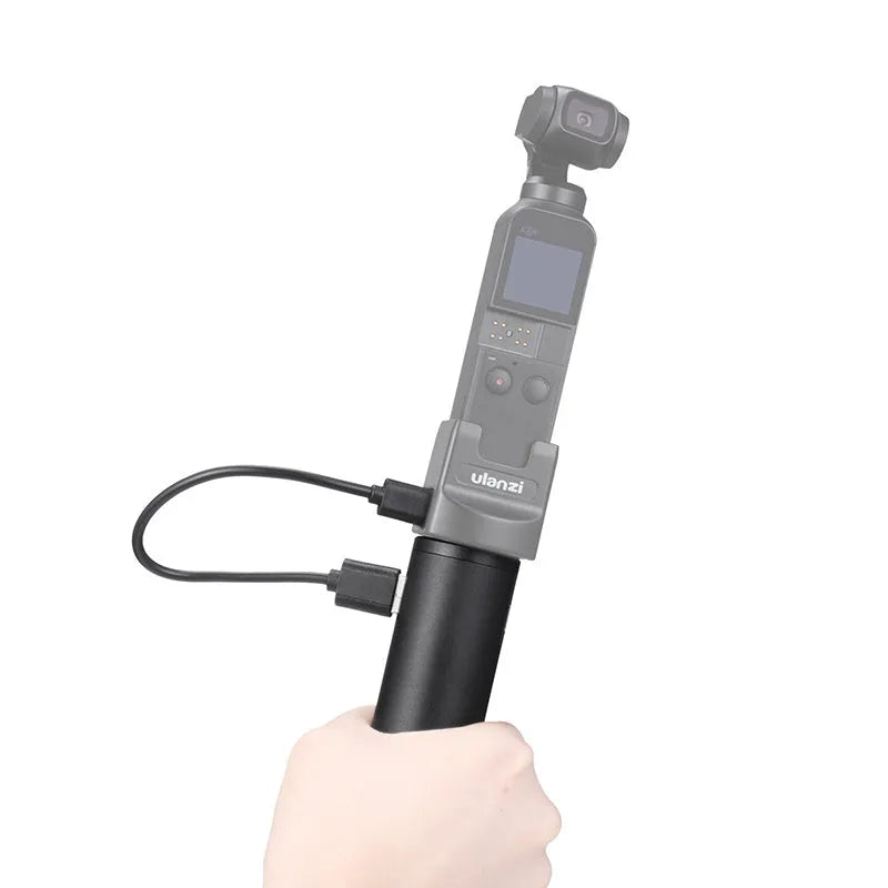 Black aluminium alloy handle-shaped power bank with 6800mAh capacity, shown next to a mobile phone.