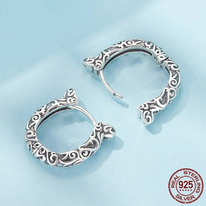 S925 sterling silver lucky horseshoe ear clip with grinding finish, U-shaped design, colour SCE1888, for women