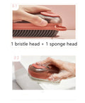 Automatic liquid cleaning brush for shoes and laundry with ergonomic grip in blue, green or red colour