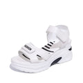 Small Muffin platform sports beach shoes with Velcro fastening, PU upper, round toe, available in creamy-white and black