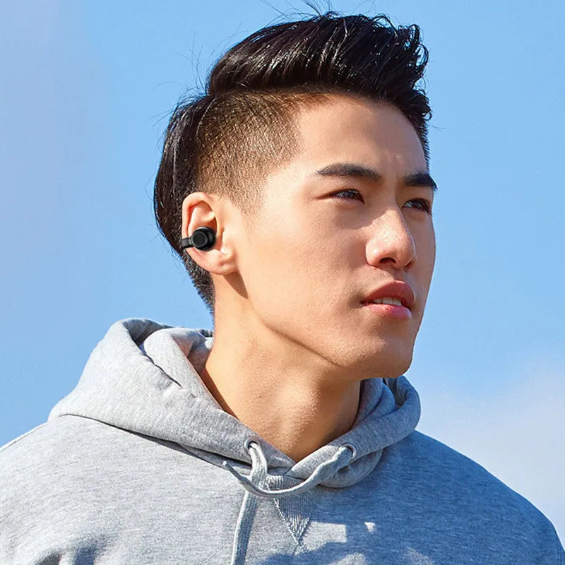 Wireless Bluetooth clip-on bone conduction earphones for exercise with 15m range