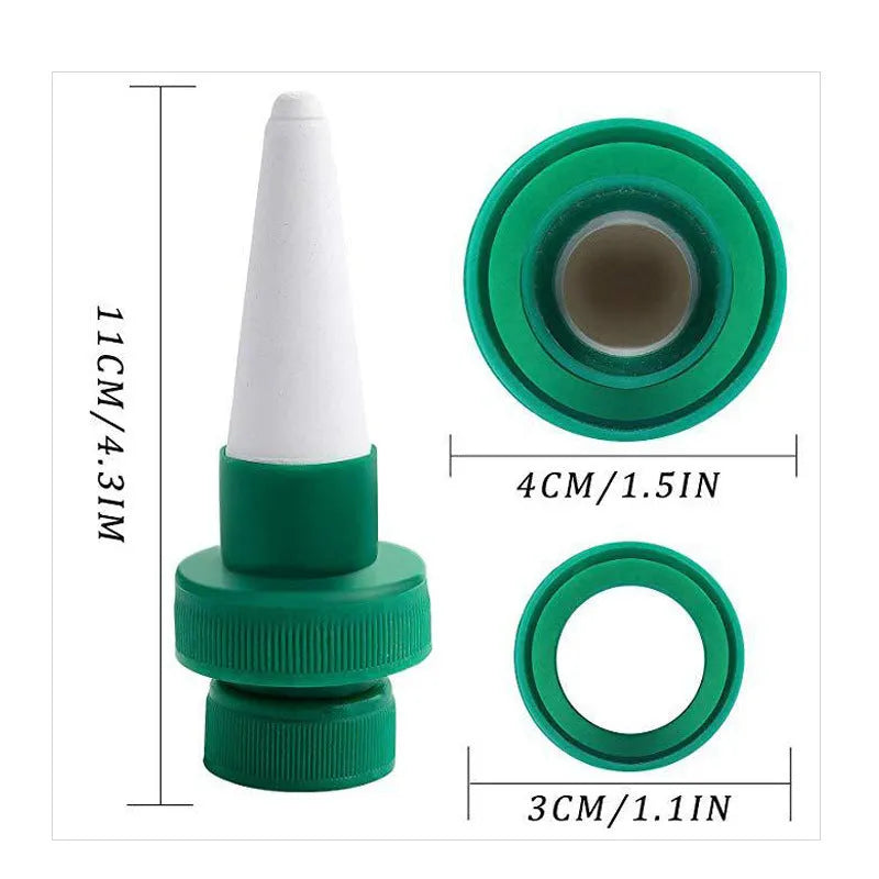 Green ceramic drip irrigation device for garden watering with cola bottle