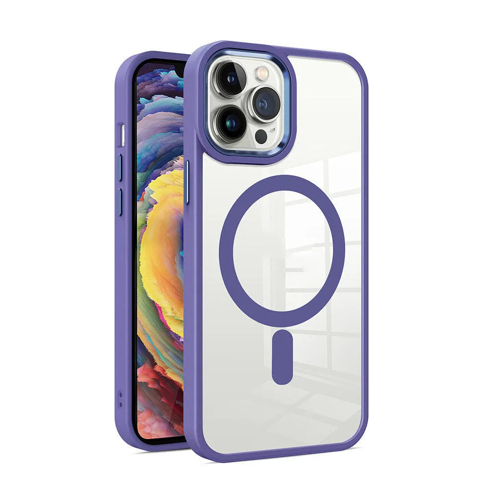 Magnetic transparent silicone phone case for iPhone models in multiple colour options