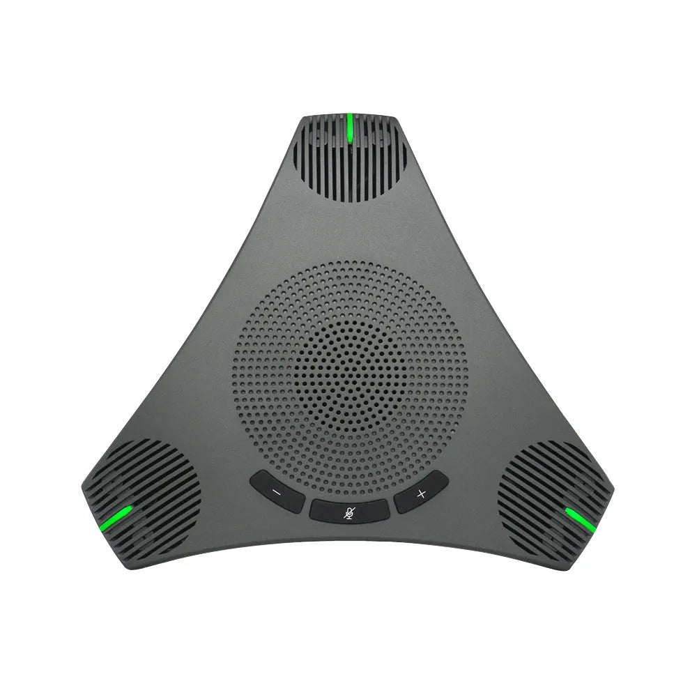 Wired USB plug-and-play microphone in black with compact desktop footprint, 5W power, 203.5x178.6x40mm dimensions