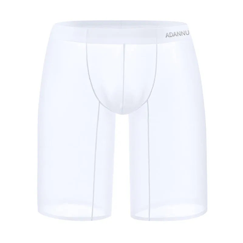 Men's solid colour nylon mesh home shorts in black, shown on a hanger.