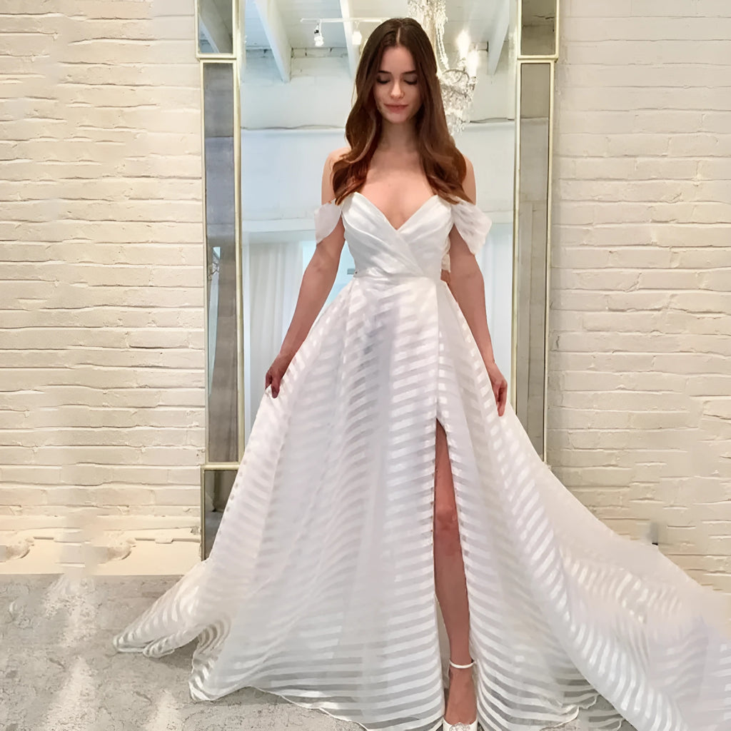 Women's white sheer organza sleeveless long trailing dress with mid waist