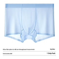 Seamless Ice Silk men's boxer briefs in white, shown flat to highlight traceless construction.
