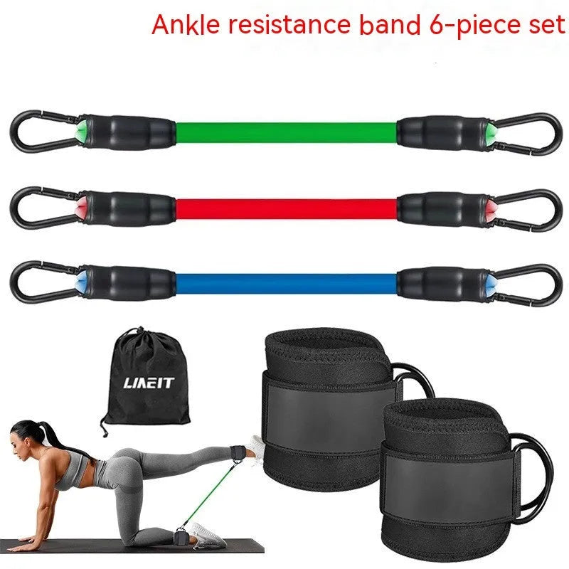 TPE resistance bands set with three tension levels and foot loops for leg exercises