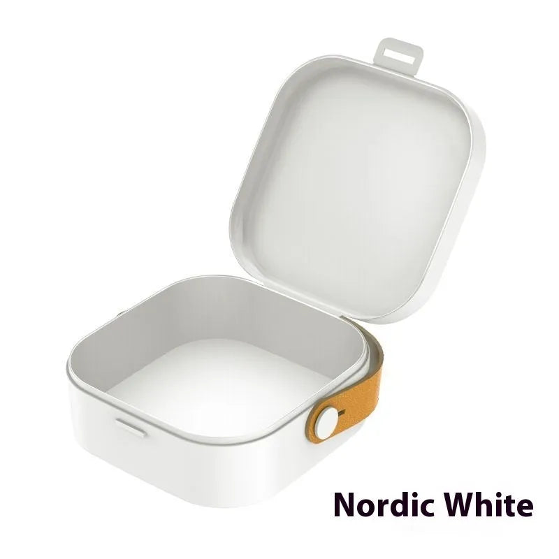 Medium polypropylene cable storage box with lid in five colour options for organising data cables and headphones