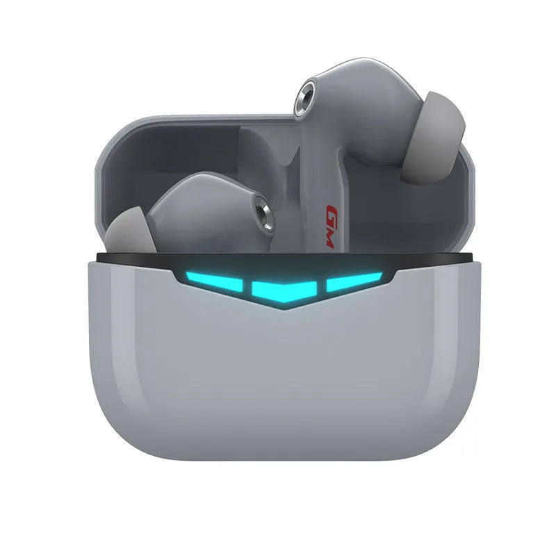 True wireless Bluetooth in-ear gaming headset in charging case with spare earmuffs