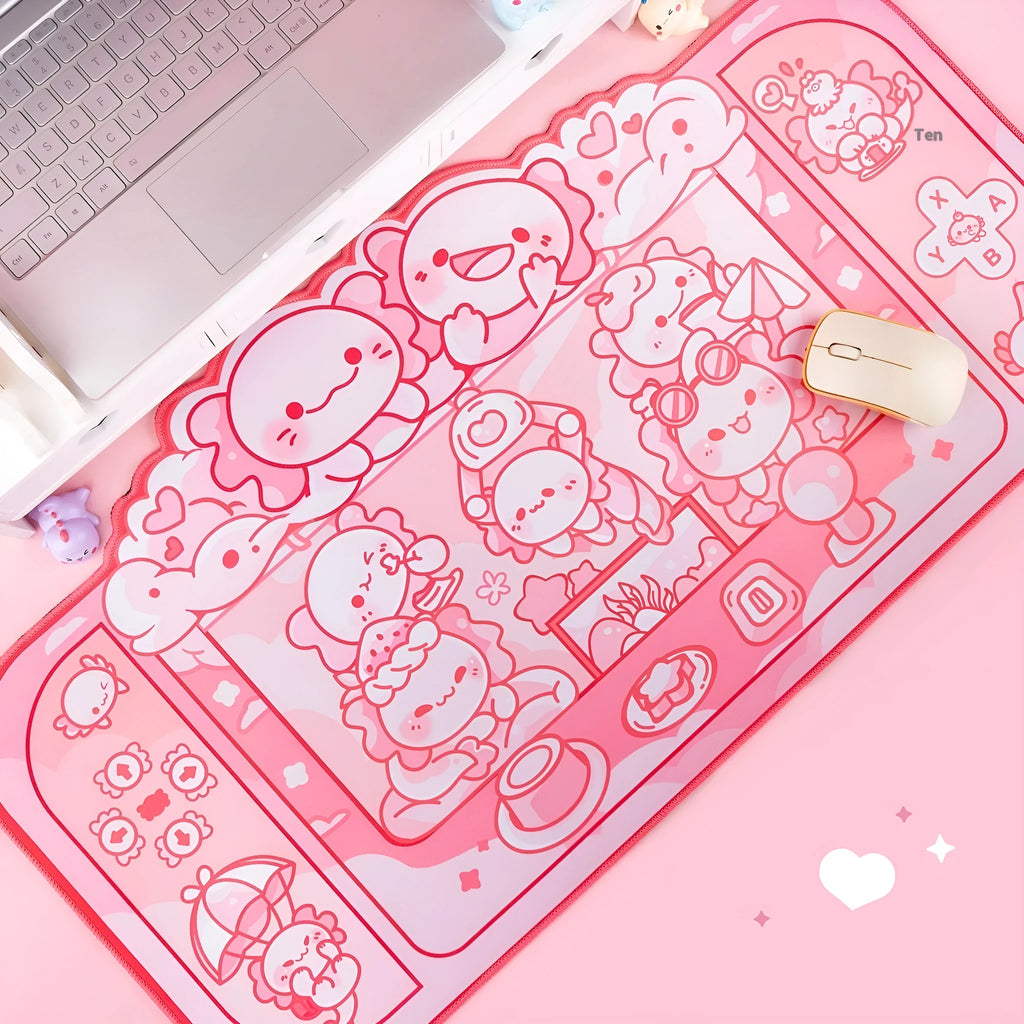 Hexagonal dragon crane machine mouse pad with cartoon anime design measuring 75×40cm