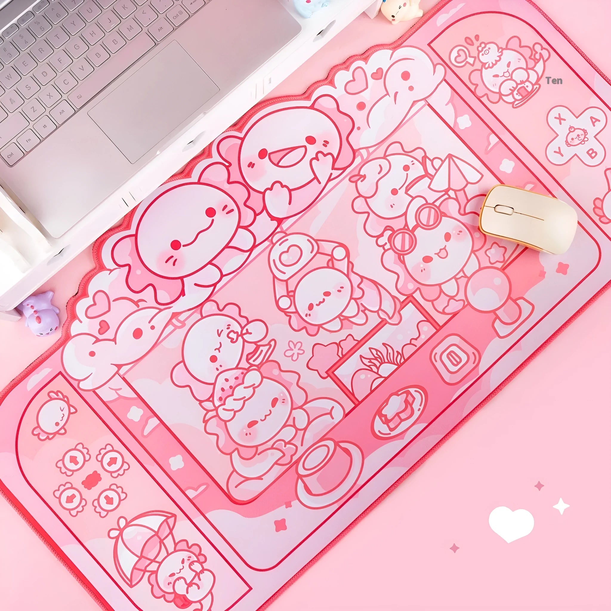 Hexagonal dragon crane machine mouse pad with cartoon anime design measuring 75×40cm