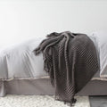 127cm by 170cm polyester fibre nap blanket in dark grey, khaki, and light grey colour options