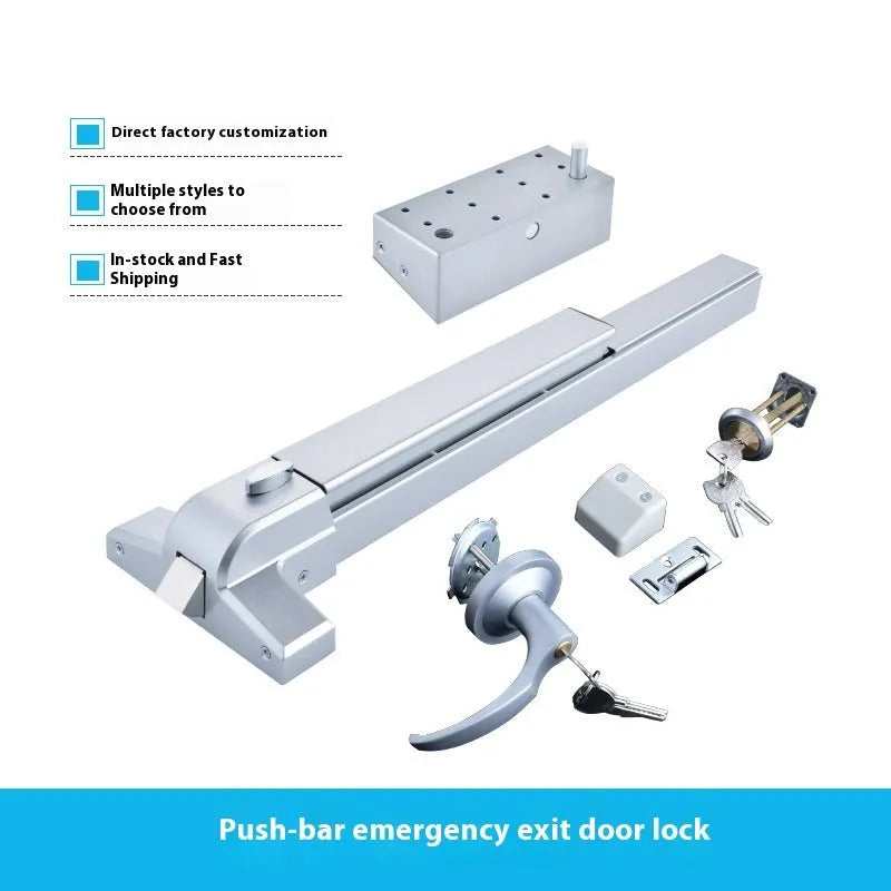 Stainless steel fire door push lock with external handle for 65cm baked paint single doors