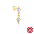 S925 sterling silver water drop earrings with flat spiral geometric design and gold plating.