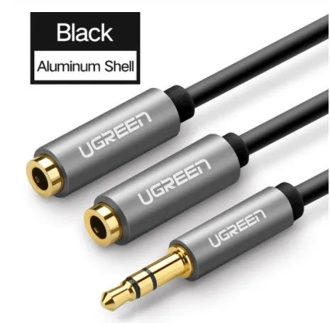 20cm black 3.5mm earphone cable with gold-plated connector and TPE outer jacket