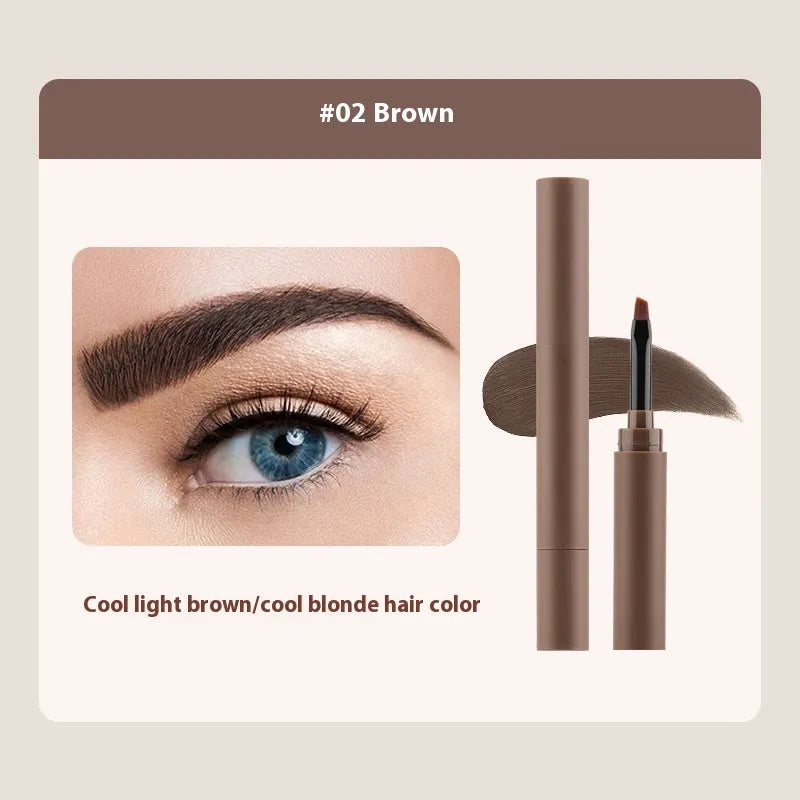 Double-headed eyebrow cream with pencil and powder ends showing five shade options