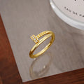 Gold geometric finger ring with natural style design for women