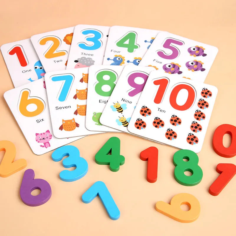 Wooden early childhood education toys in a colour box, educational aids for children