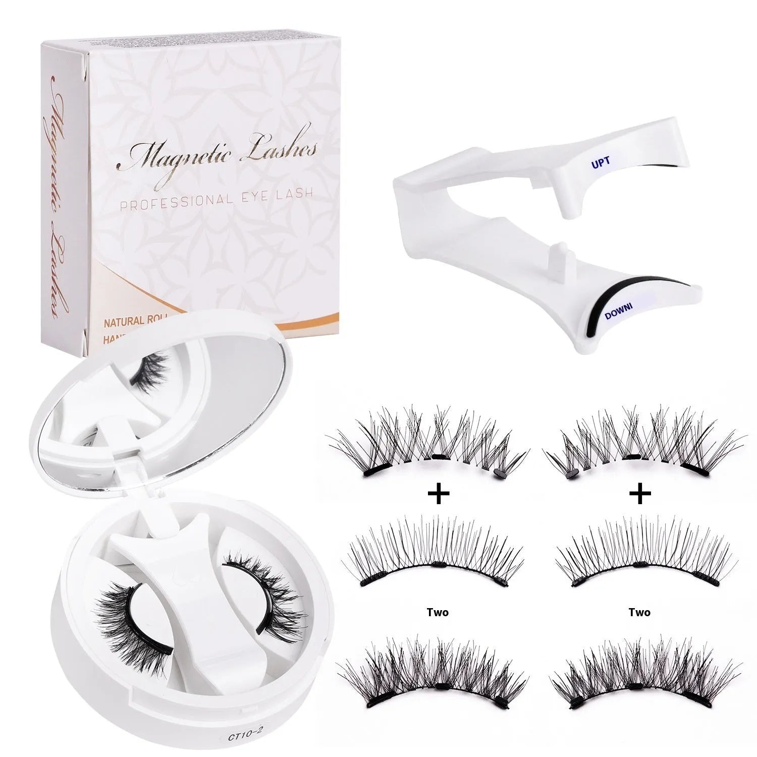 Magnetic false eyelashes inside a portable integrated soap holder case.