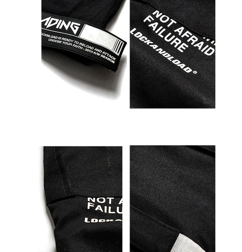 VantageGo black cotton streetwear joggers with elasticated waist, side view on model