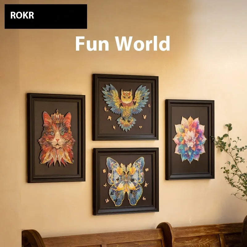 World shaped wooden jigsaw puzzle photo frame in Helene Morphidae colour option