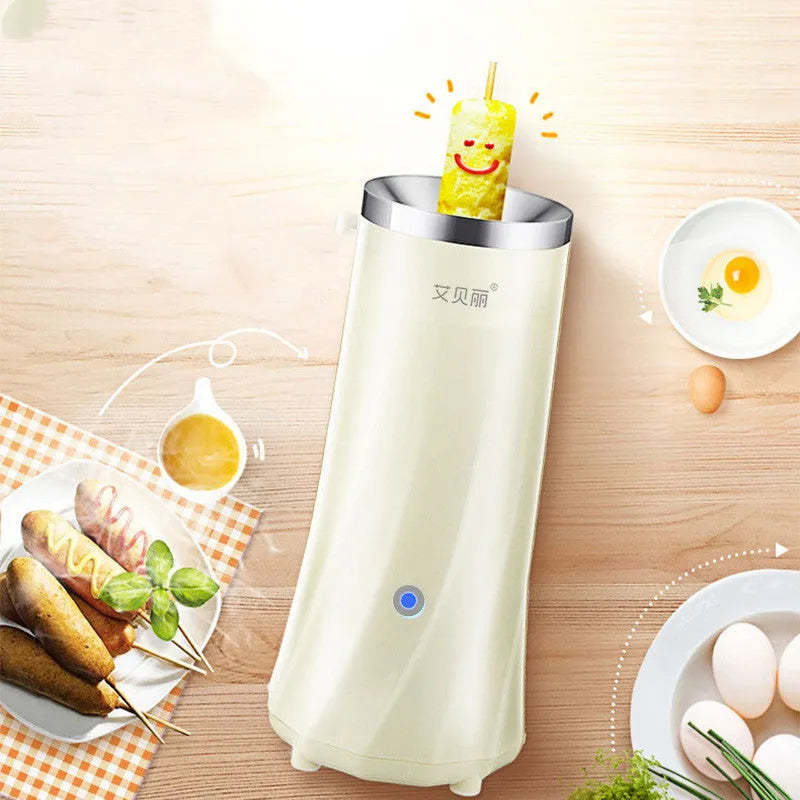 Compact beige mini breakfast machine with automatic function for morning meal preparation