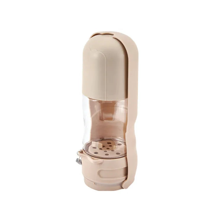 Folding portable plastic dog drinking cup in khaki, split-type outdoor pet tableware