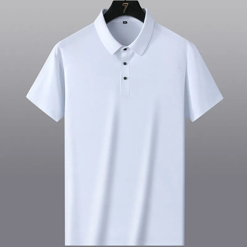 Men's non-ironing solid colour short sleeve business casual shirt in nylon fabric