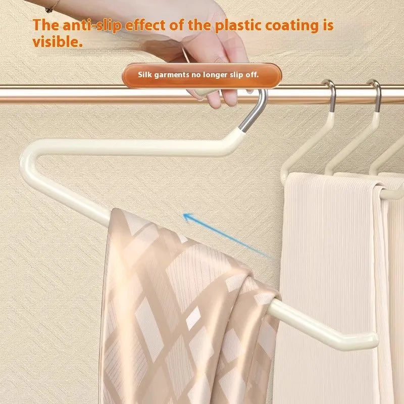 Multifunctional non-slip Z-shaped trousers hanger with stainless steel dipped coating in cream white
