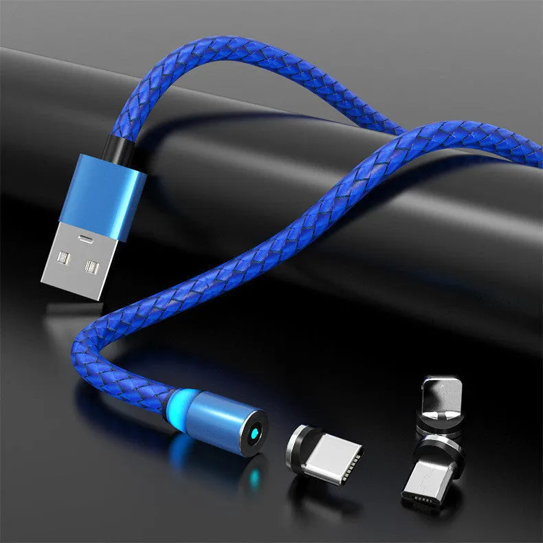 Magnetic charging cable with breathing light indicator in multiple colours and lengths
