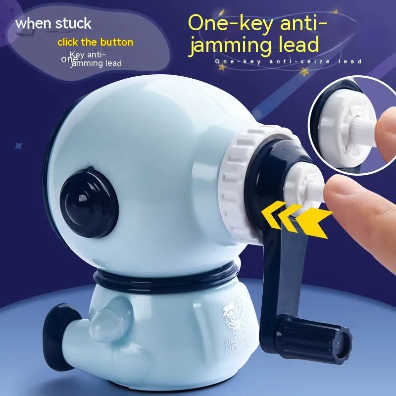 Astronaut cartoon pencil sharpener manual adjustable three-level anti-jamming mechanism
