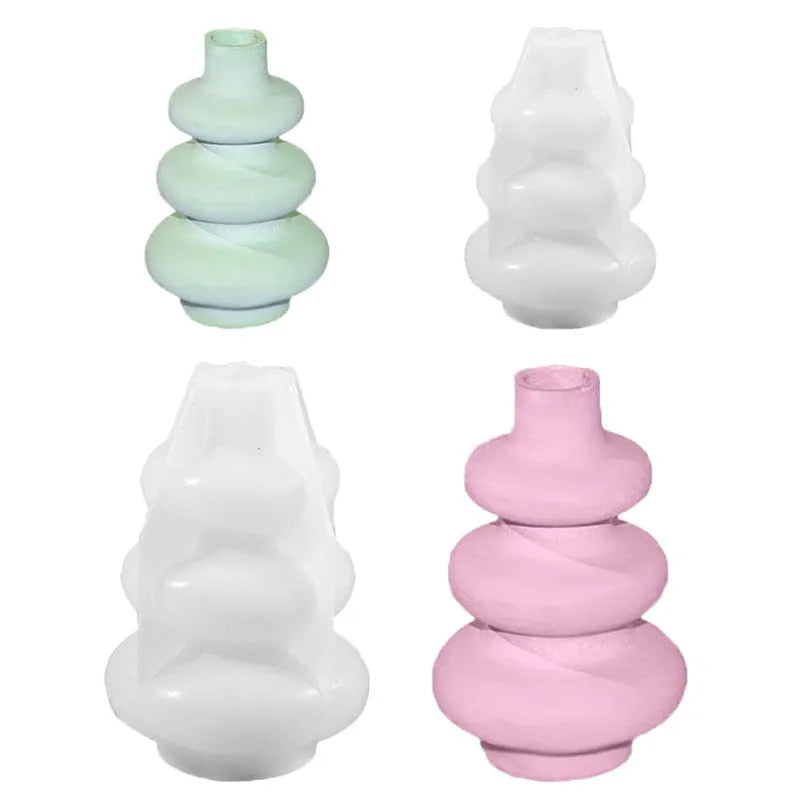 Silicone three-layer circular vase ornament cake mould for baking decorations
