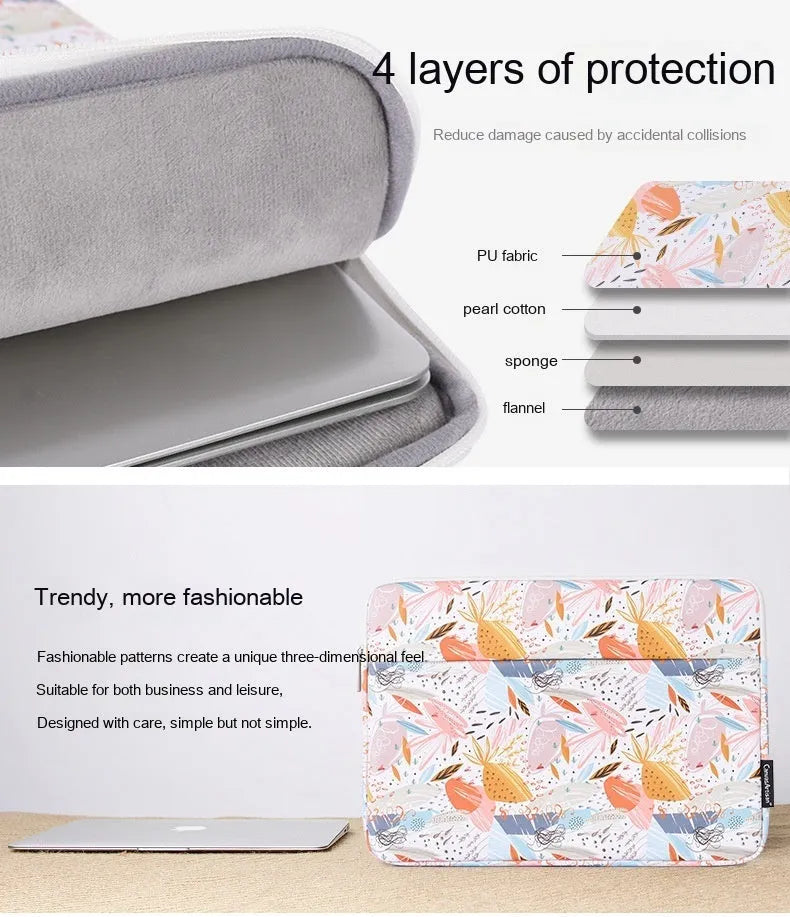 White PU leather laptop inner bag showing waterproof protective sleeve for 14 inch computers