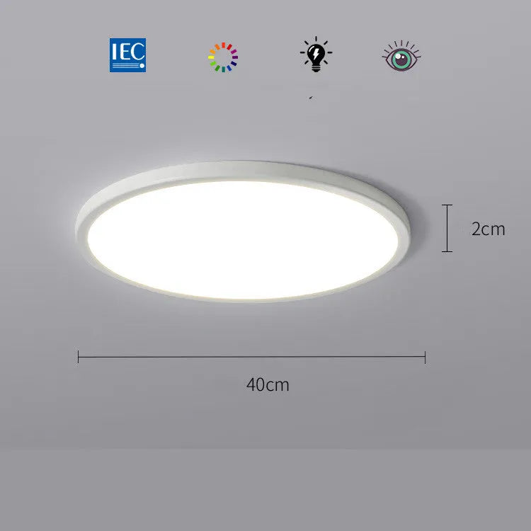 Round ultra-thin white LED ceiling lamp with aluminium body and PMMA shade for rooms 10-15 sqm