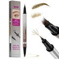Waterproof sweat-proof smudge-proof double-ended eyebrow pencil with powder in five colour options including light brown, brown, dark brown, black brown, and black.