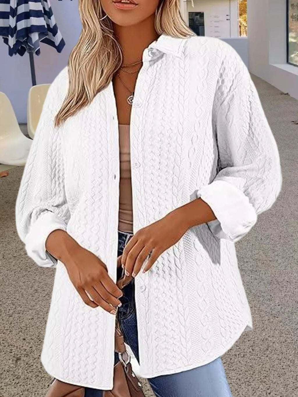 Women's solid colour knitted polyester cardigan sweater in black shown front view