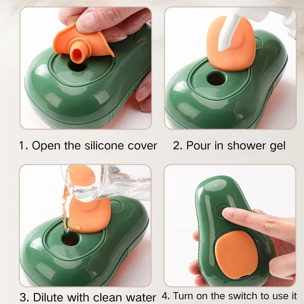Green and white rechargeable cat steam brush with water spray for pet grooming