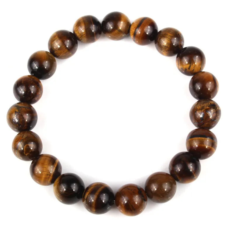 Natural tigereye crystal bracelet with geometric round beads in various colour options