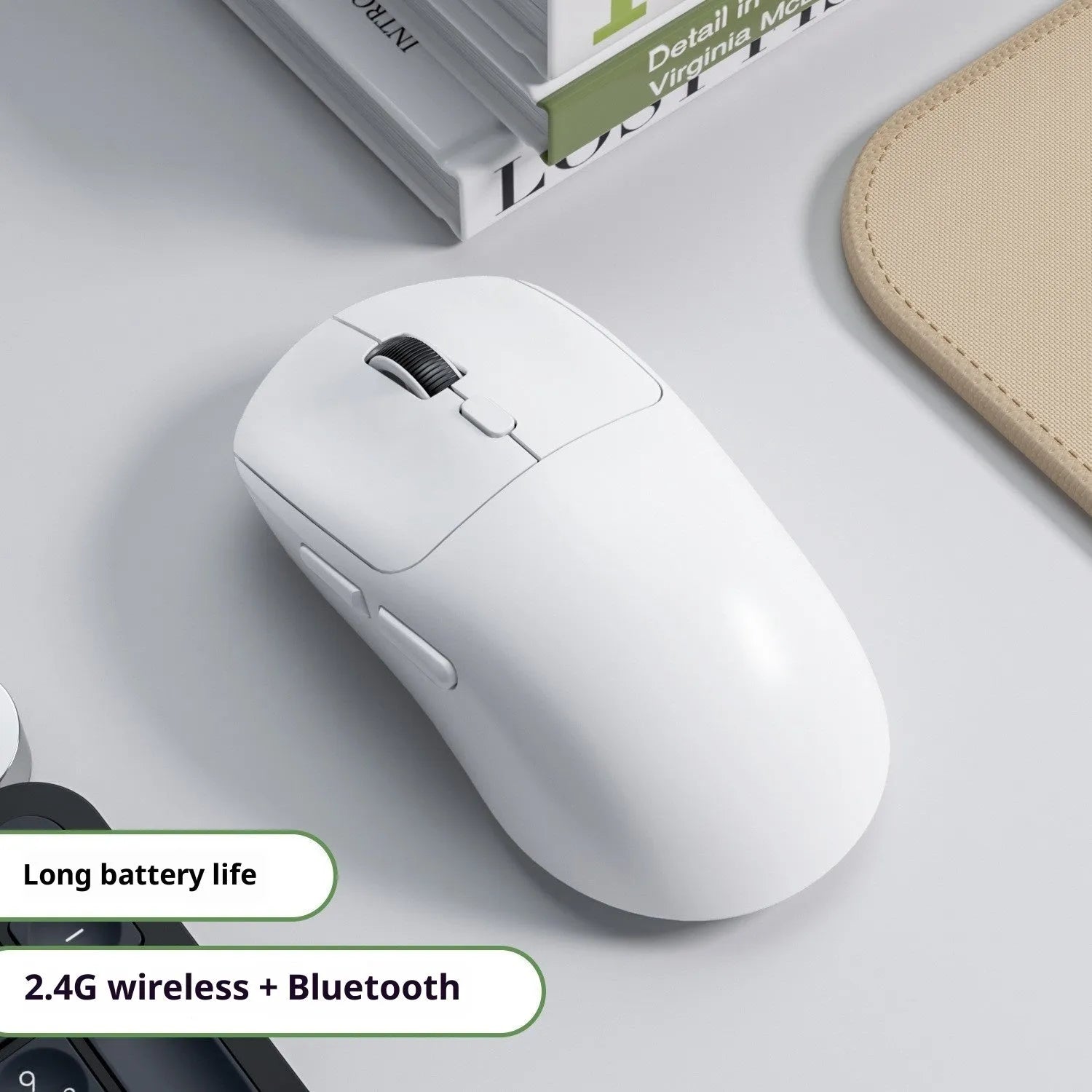 Multi-colour three-mode Bluetooth wireless mouse with USB receiver and charging cable for laptop use