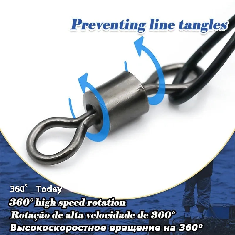 Ten green anti-bite steel wire fishing leaders with double buckle pins, each 54cm long, laid out straight.