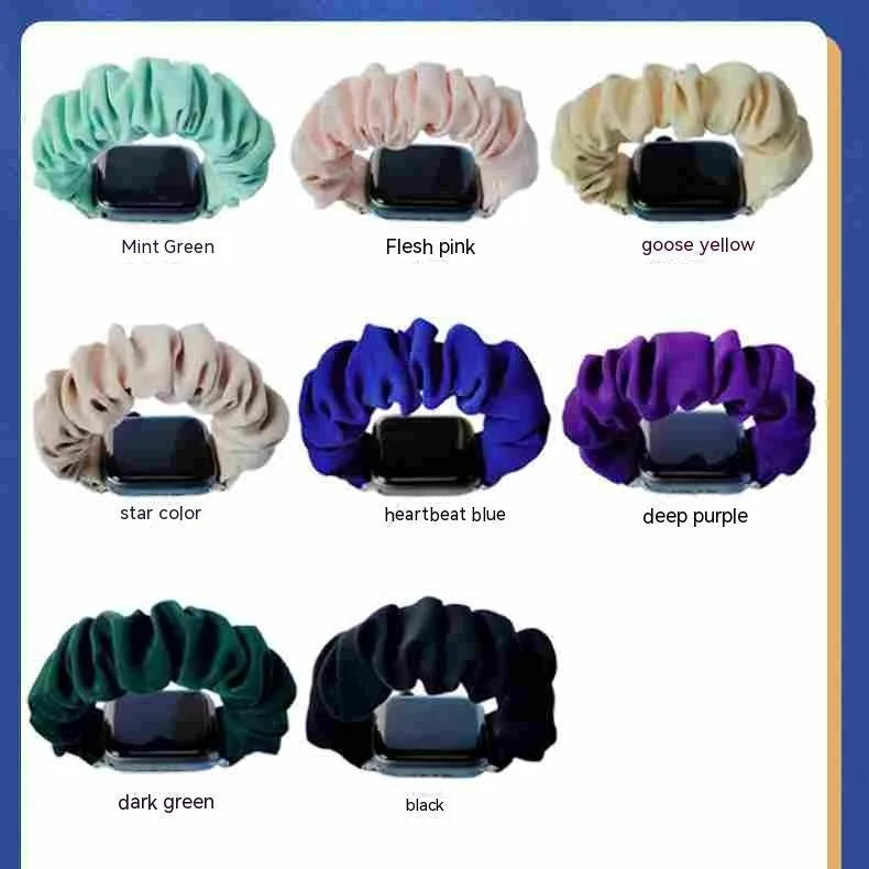 Soft silk satin replacement watch strap for Apple Watch in eight colours, 20mm to 45mm sizes