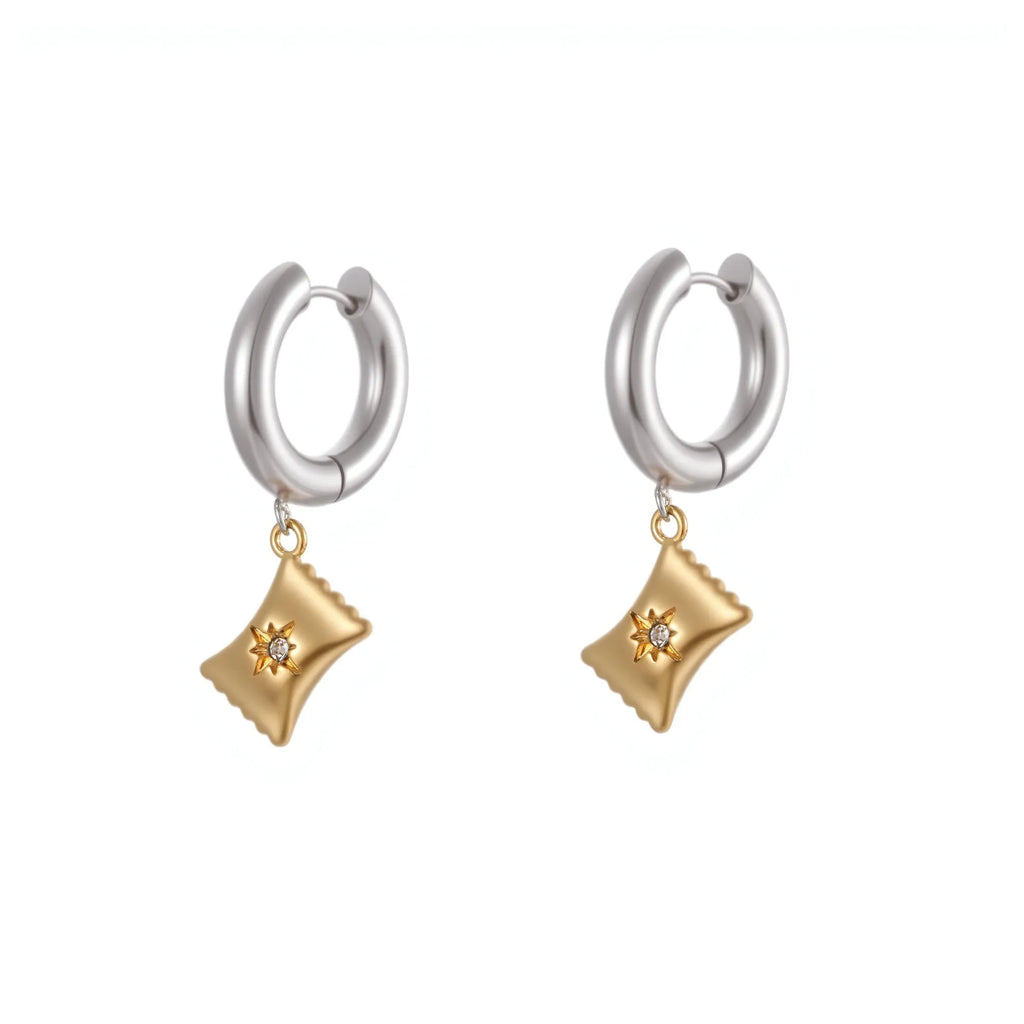 Christmas tree earrings stainless steel 18K gold plated heart star geometric dangle jewellery